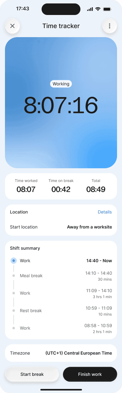 05. Time Tracker Geofencing Ready to Clock Out MOBILE