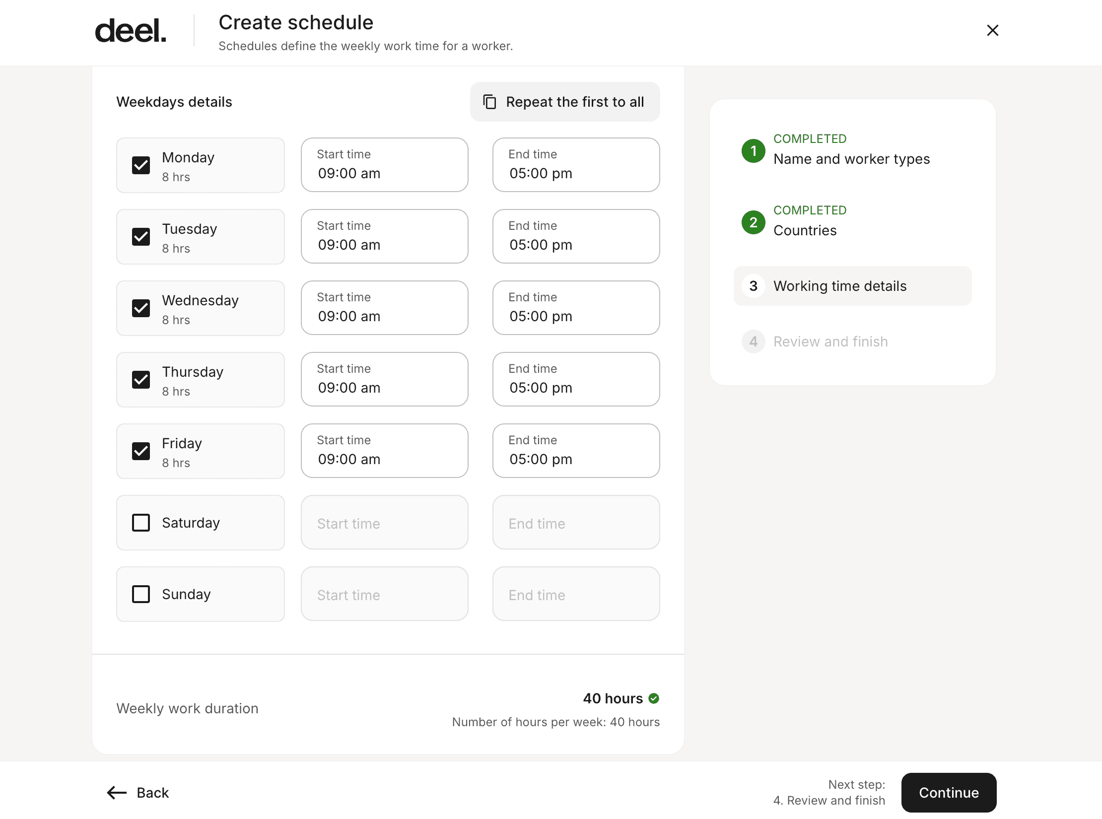 Create Schedule ADMIN
