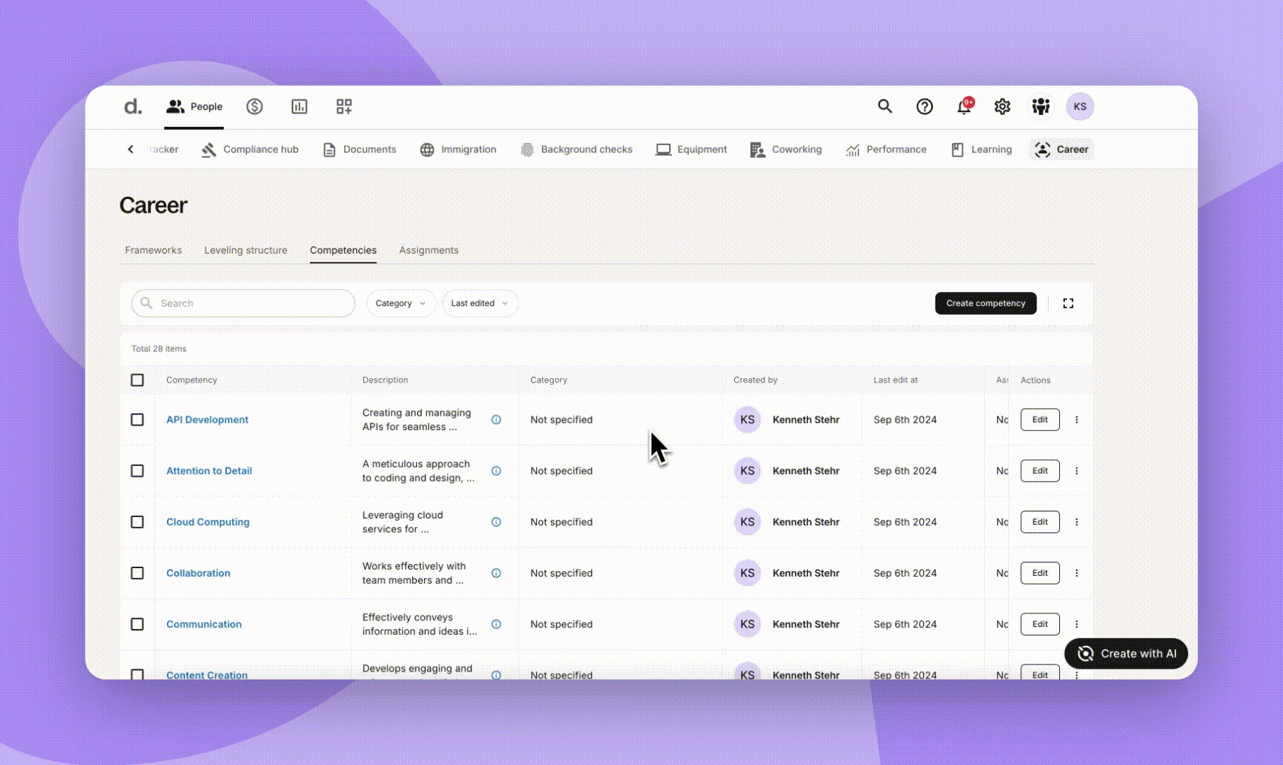 Define competency descriptions with Deel Engage's AI assistant