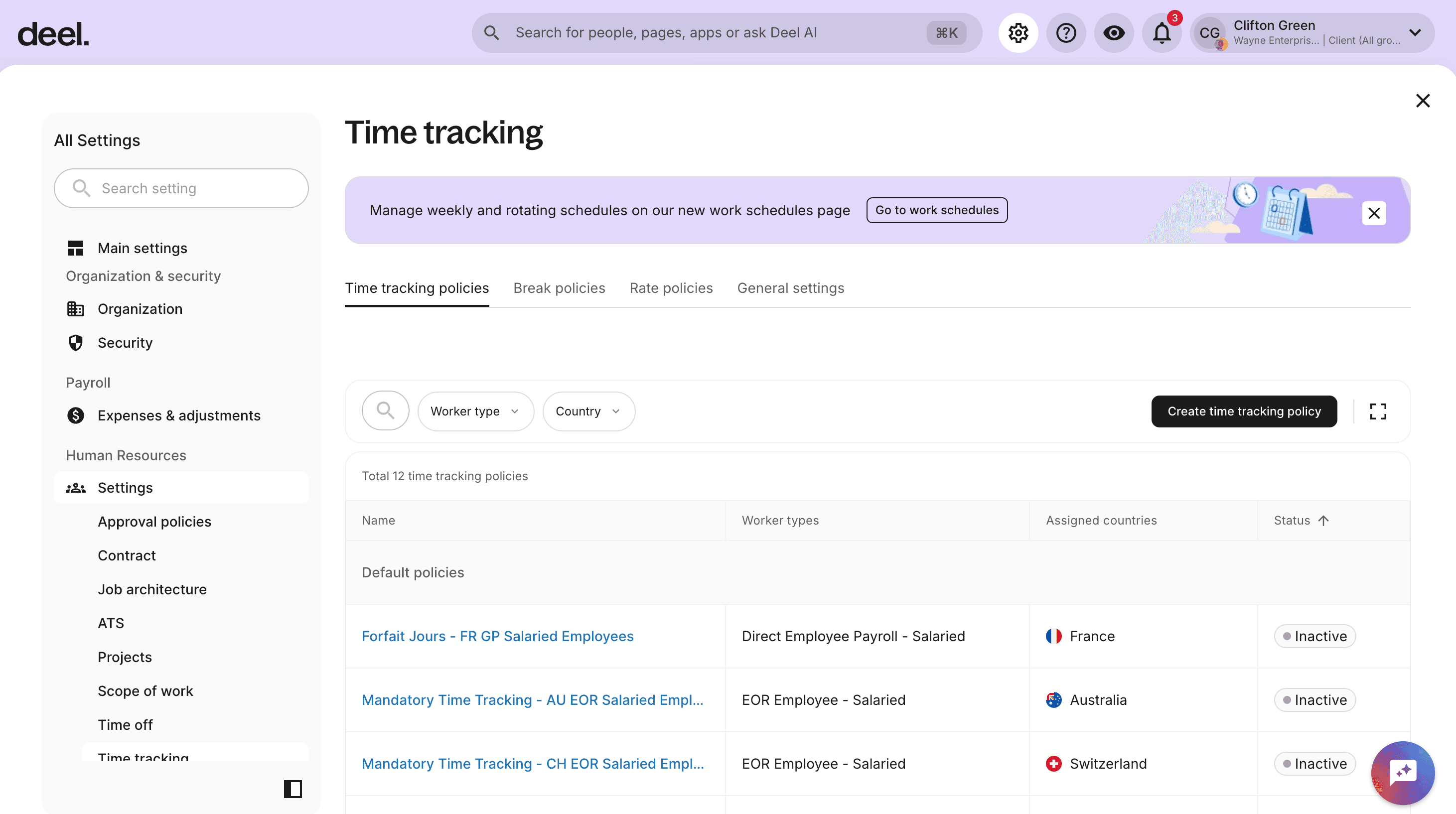 Time Tracking Homepage ADMIN