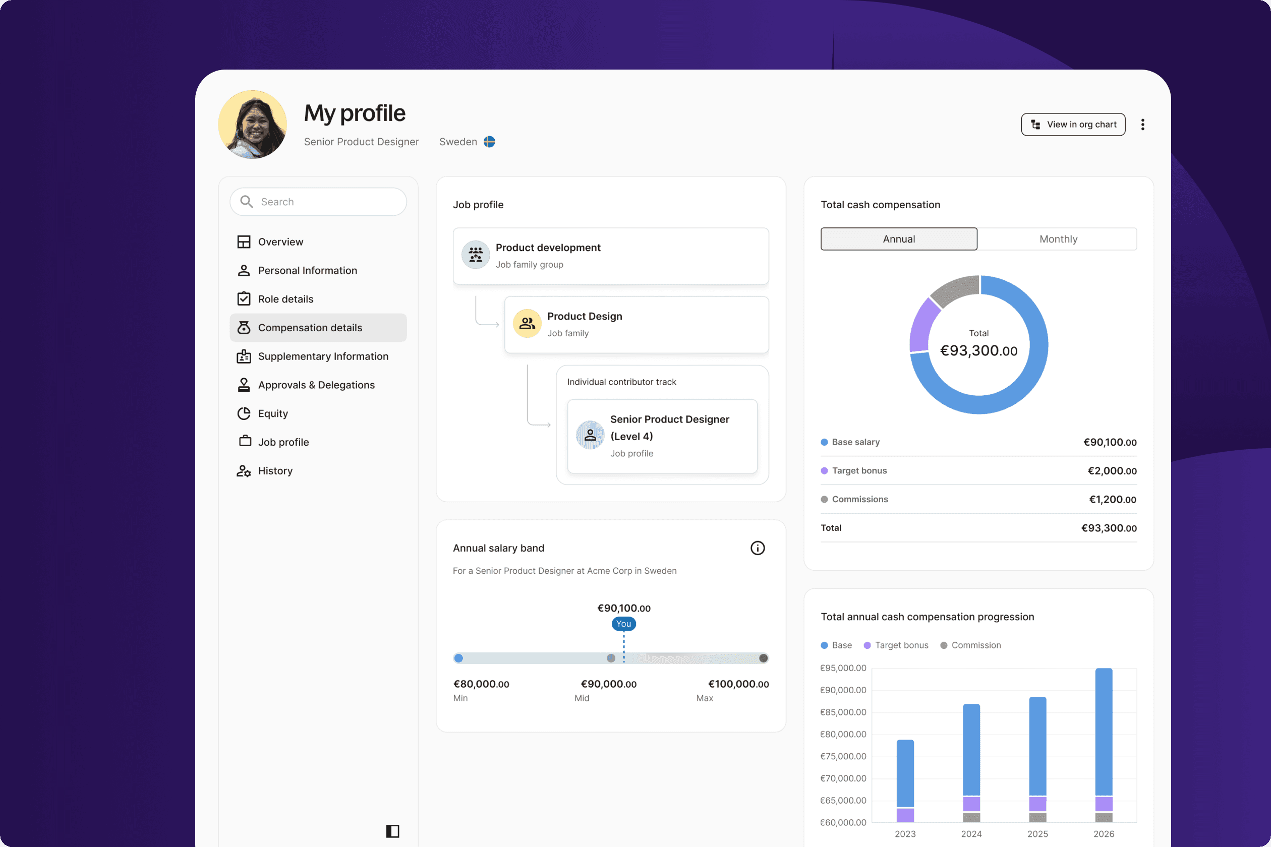 User interface of workers compensation profile on Deel webapp