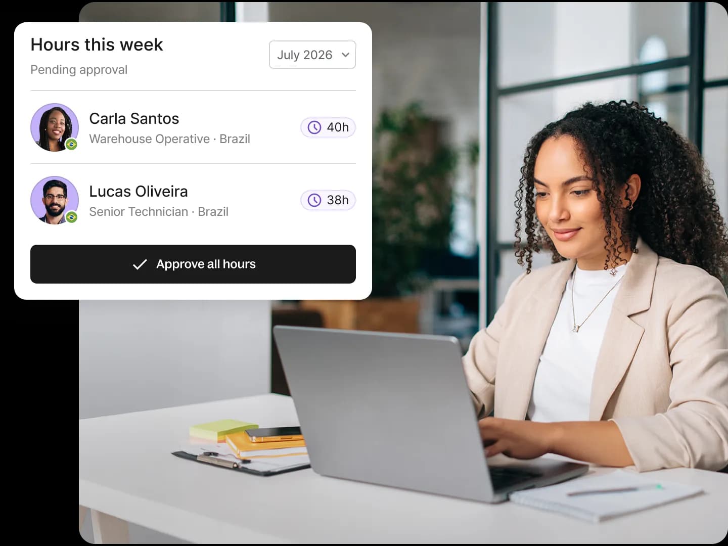 deel time tracking approve hours