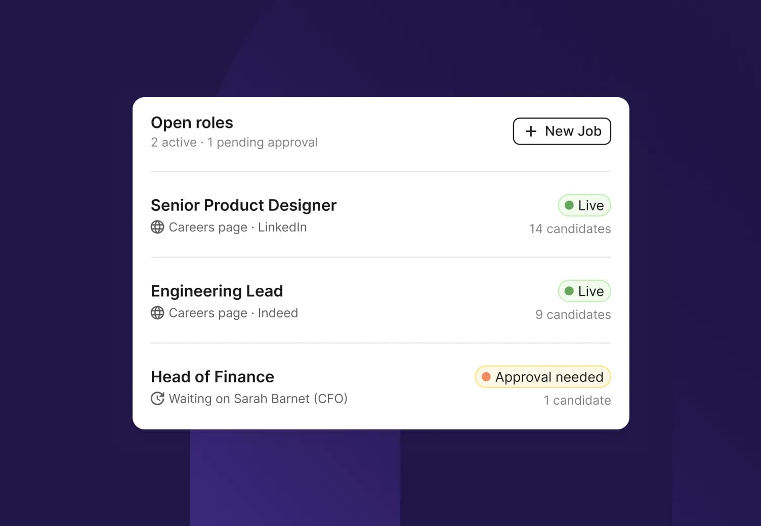 horizontal tab job management