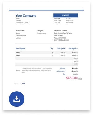 Google Sheets Sample Invoice Template Deel