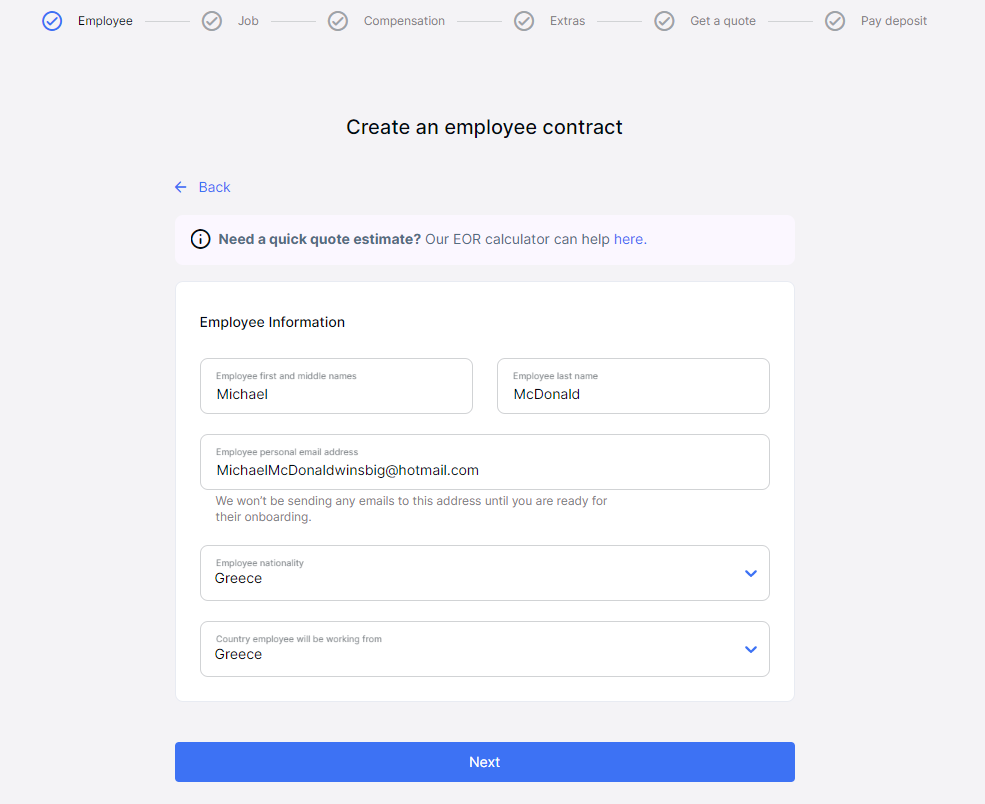 create an employee contract