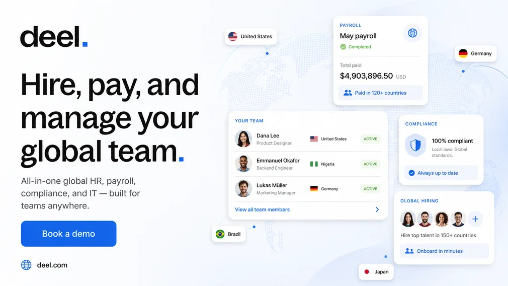 Deel promotional creative: Hire, pay, and manage your global team